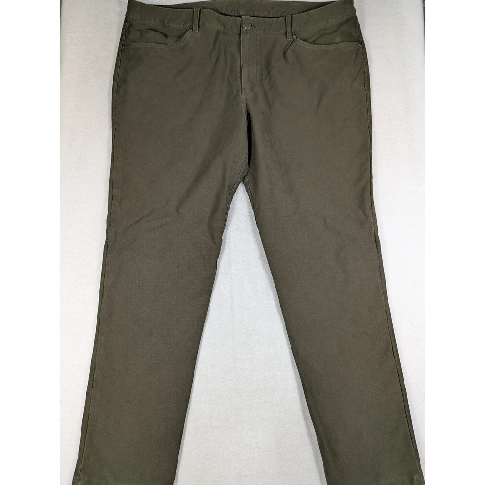 Lululemon ABC Slim-Fit Fit 5 Pocket Pant Warpstreme Olive Green Mens 44